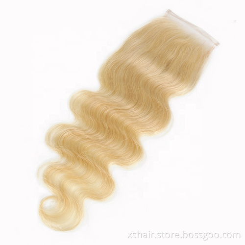 Wholesale 4x4 5x5 6x6 613 lace closure middle part closure blond color closure straight body wave